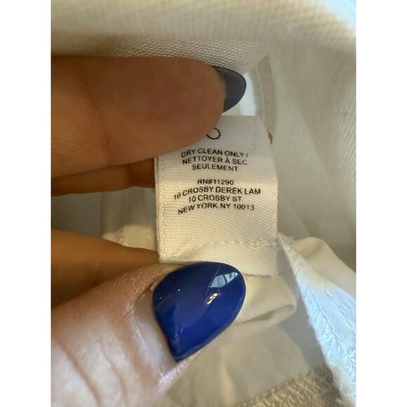 Derek Lam 10 Crosby Shirt Womens White Button Down Sheer Panel Poplin Hi-Low - Picture 6 of 7